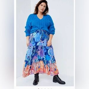 ANTHROPOLOGIE Cecilia Pettersson Bea Tiered Maxi Skirt Sz large